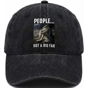 Funny Alpha Wolf Meme Washed Cotton Baseball Cap Sarcastic People Not A Big Fan TS14 Washed Cap Universal Fit Black Print Your Wear