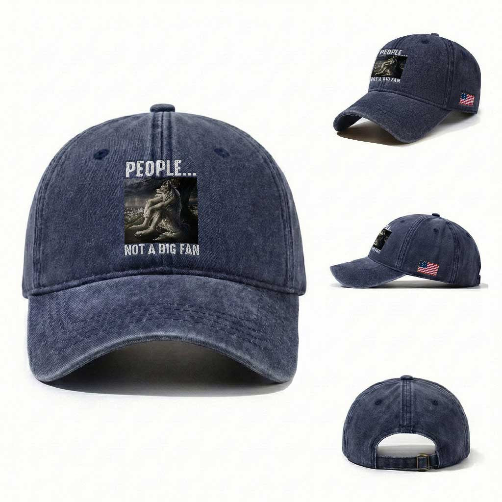 Funny Alpha Wolf Meme Washed Cotton Baseball Cap Sarcastic People Not A Big Fan TS14 Washed Cap Universal Fit Navy Print Your Wear