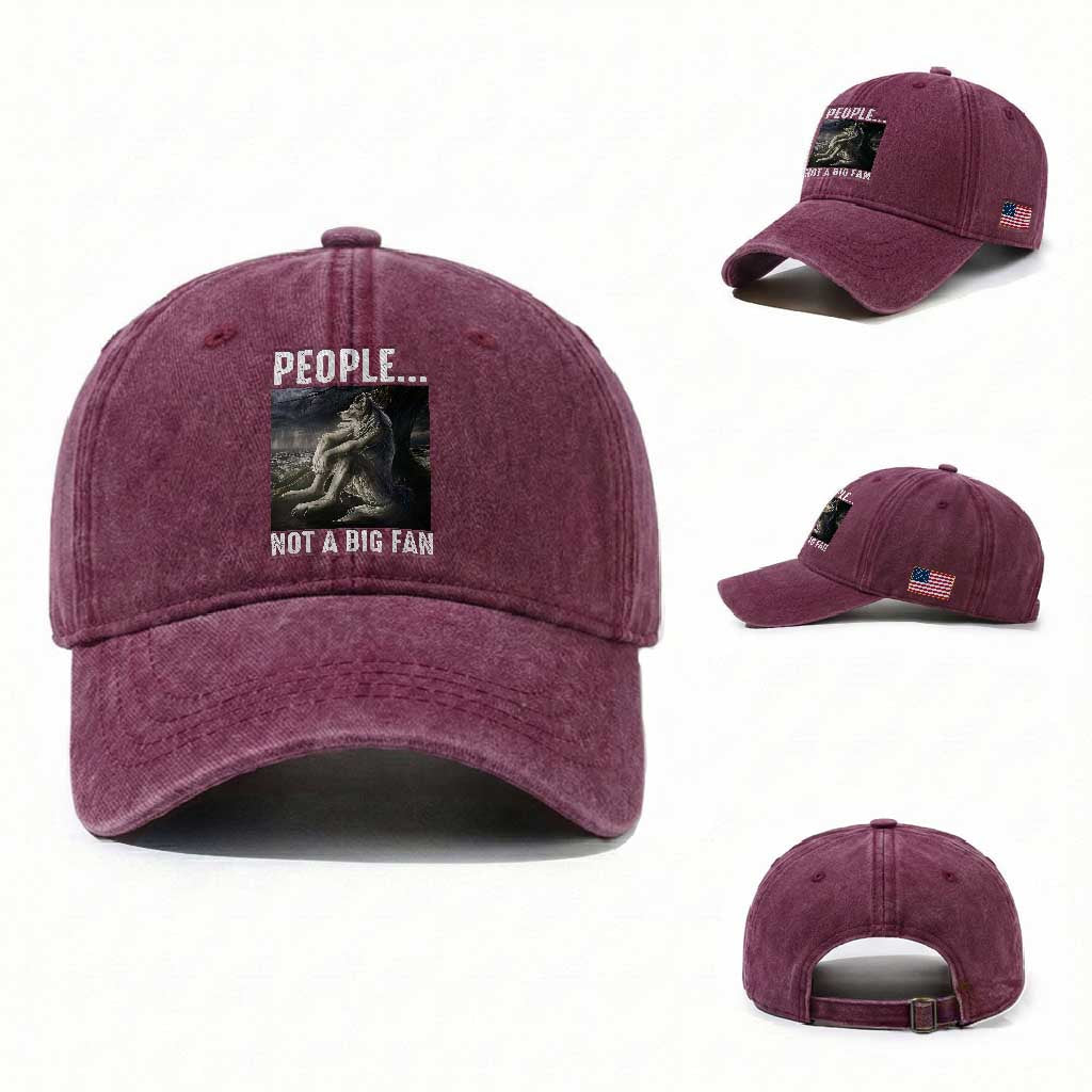 Funny Alpha Wolf Meme Washed Cotton Baseball Cap Sarcastic People Not A Big Fan TS14 Washed Cap Universal Fit Burgundy Print Your Wear