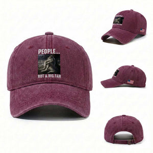 Funny Alpha Wolf Meme Washed Cotton Baseball Cap Sarcastic People Not A Big Fan TS14 Washed Cap Universal Fit Burgundy Print Your Wear