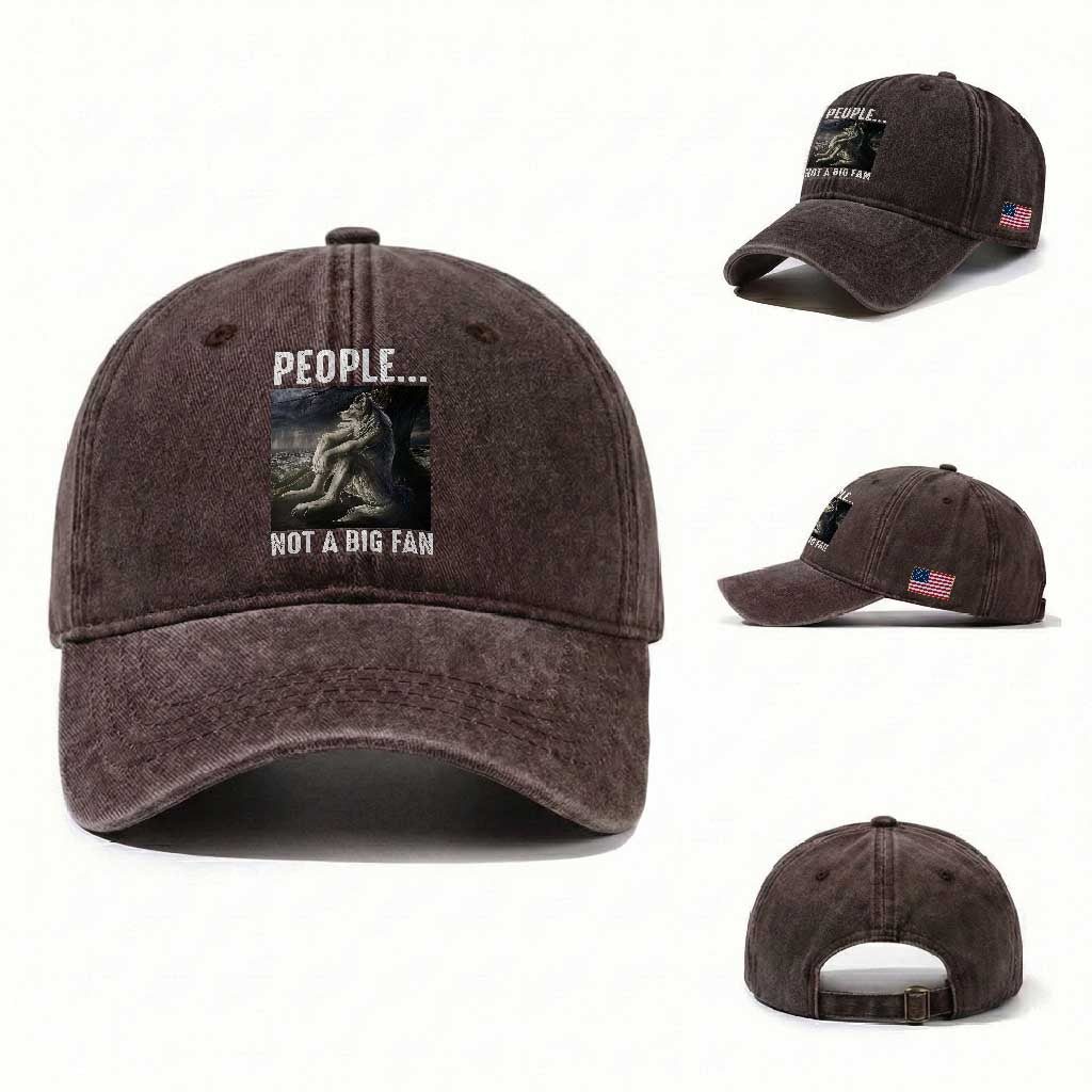Funny Alpha Wolf Meme Washed Cotton Baseball Cap Sarcastic People Not A Big Fan TS14 Washed Cap Universal Fit Dark Brown Print Your Wear