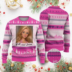 Ya'll Need Jesus Disgusted Face Christian Funny Ugly Christmas Sweater TS14 Hot Pink Print Your Wear