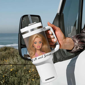 Ya'll Need Jesus Disgusted Face Christian Funny Tumbler With Handle TS14 Print Your Wear