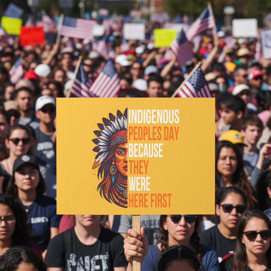 Native American Day Protest Sign Indigenous People Day Because They Were Here First TS14 Horizontal 18