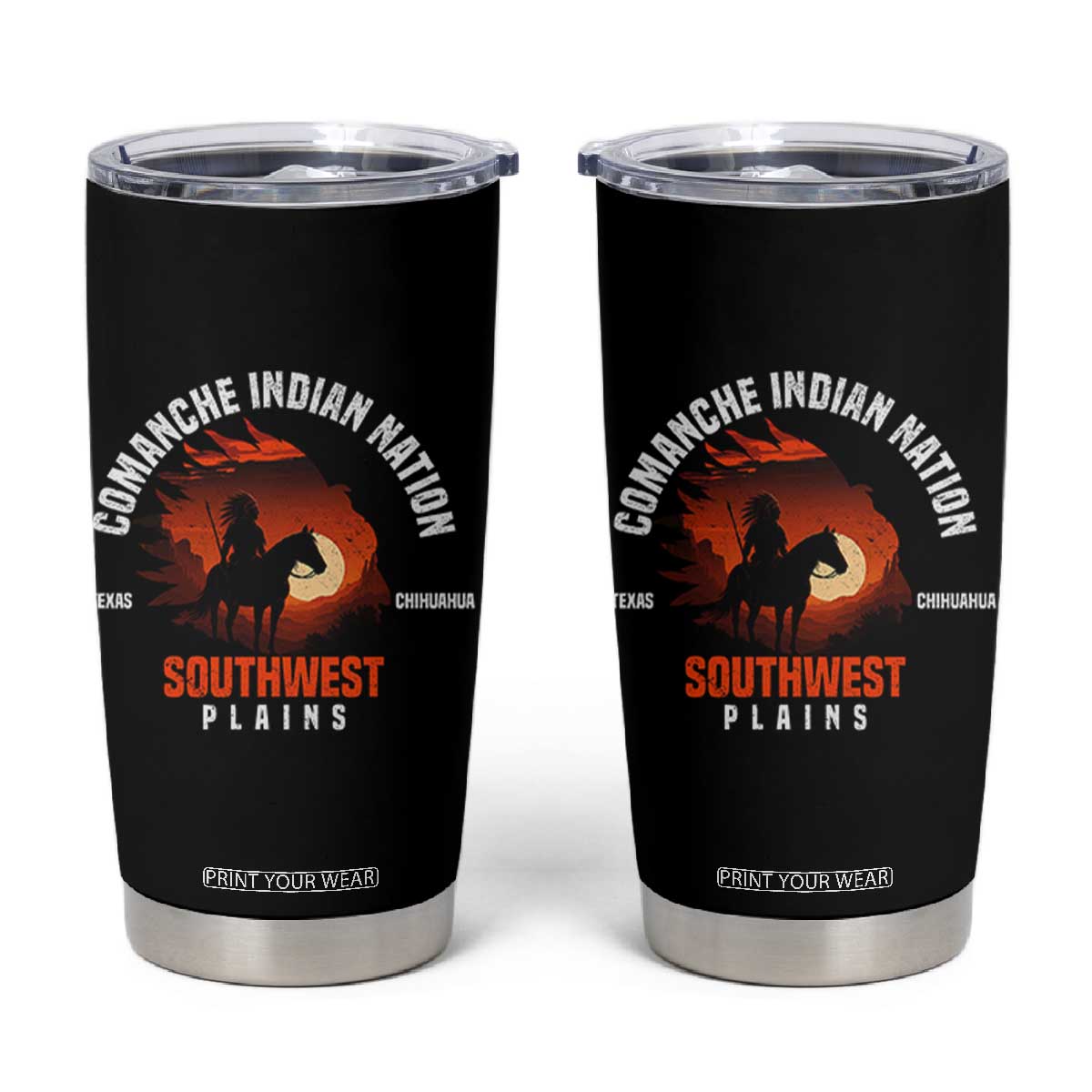 Comanche Native American Indian Chief Respect Tumbler Cup TS14 Black Print Your Wear