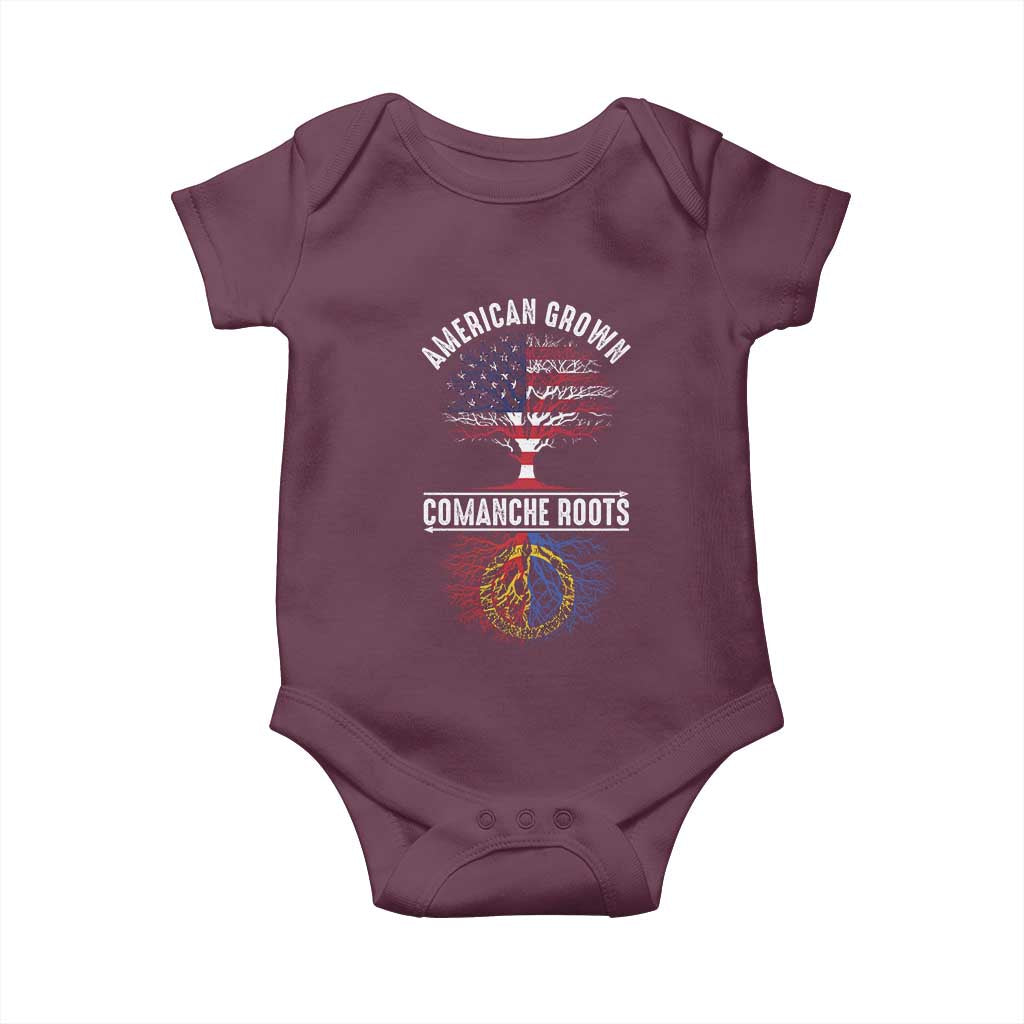Distressed Tree Baby Onesie American Grown with Comanche Roots TS14 Maroon Print Your Wear