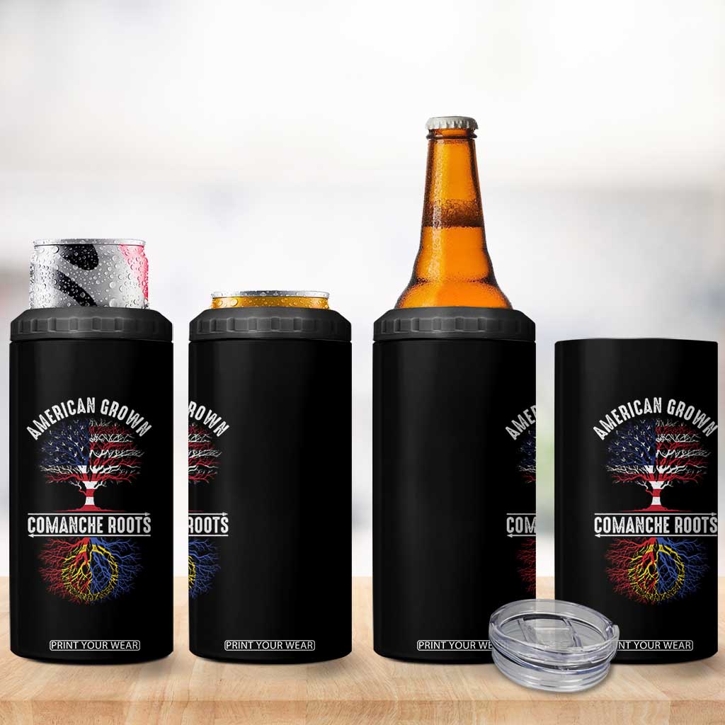 Distressed Tree 4 in 1 Can Cooler Tumbler American Grown with Comanche Roots TS14 Print Your Wear