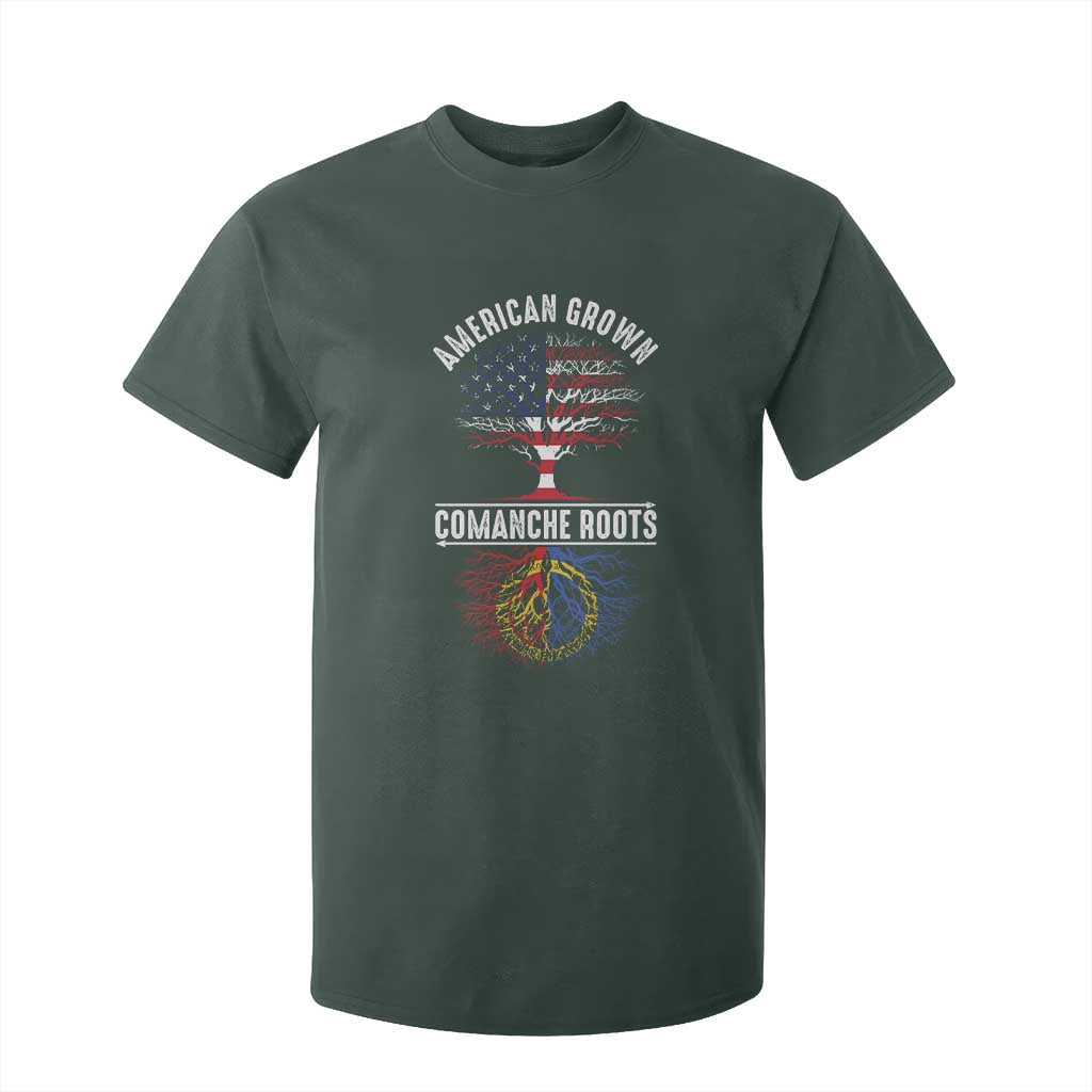 Distressed Tree T Shirt For Kid American Grown with Comanche Roots TS14 Dark Forest Green Print Your Wear