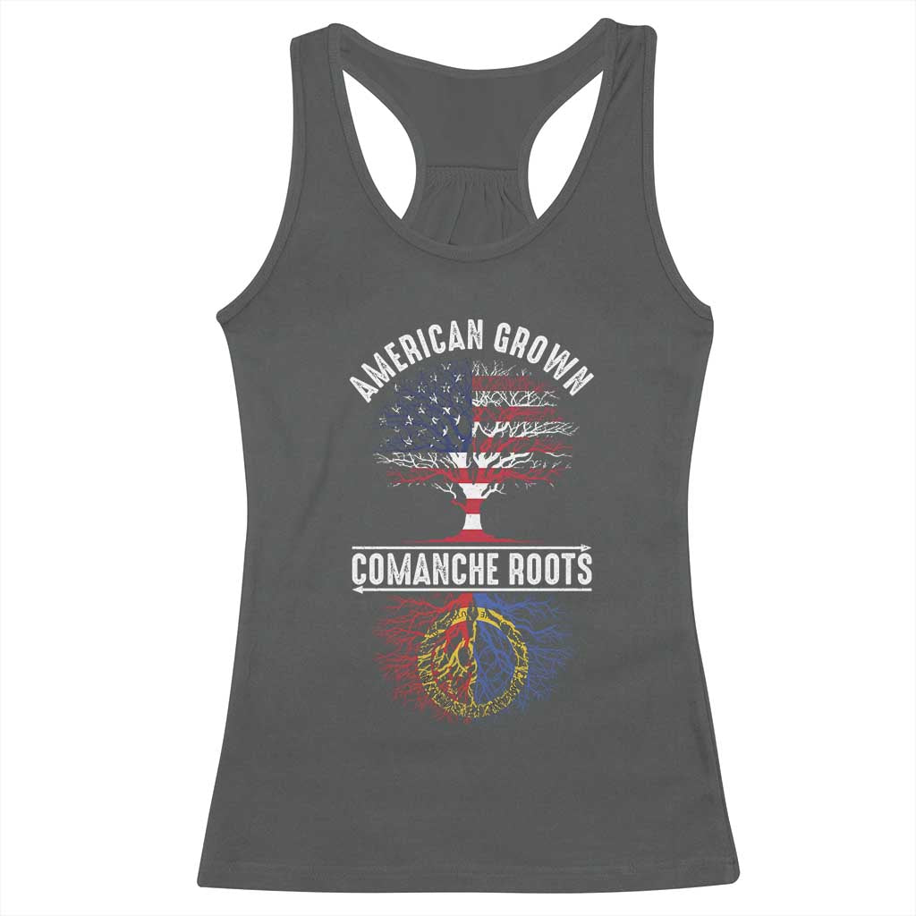 Distressed Tree Racerback Tank Top American Grown with Comanche Roots TS14 Dark Heather Print Your Wear
