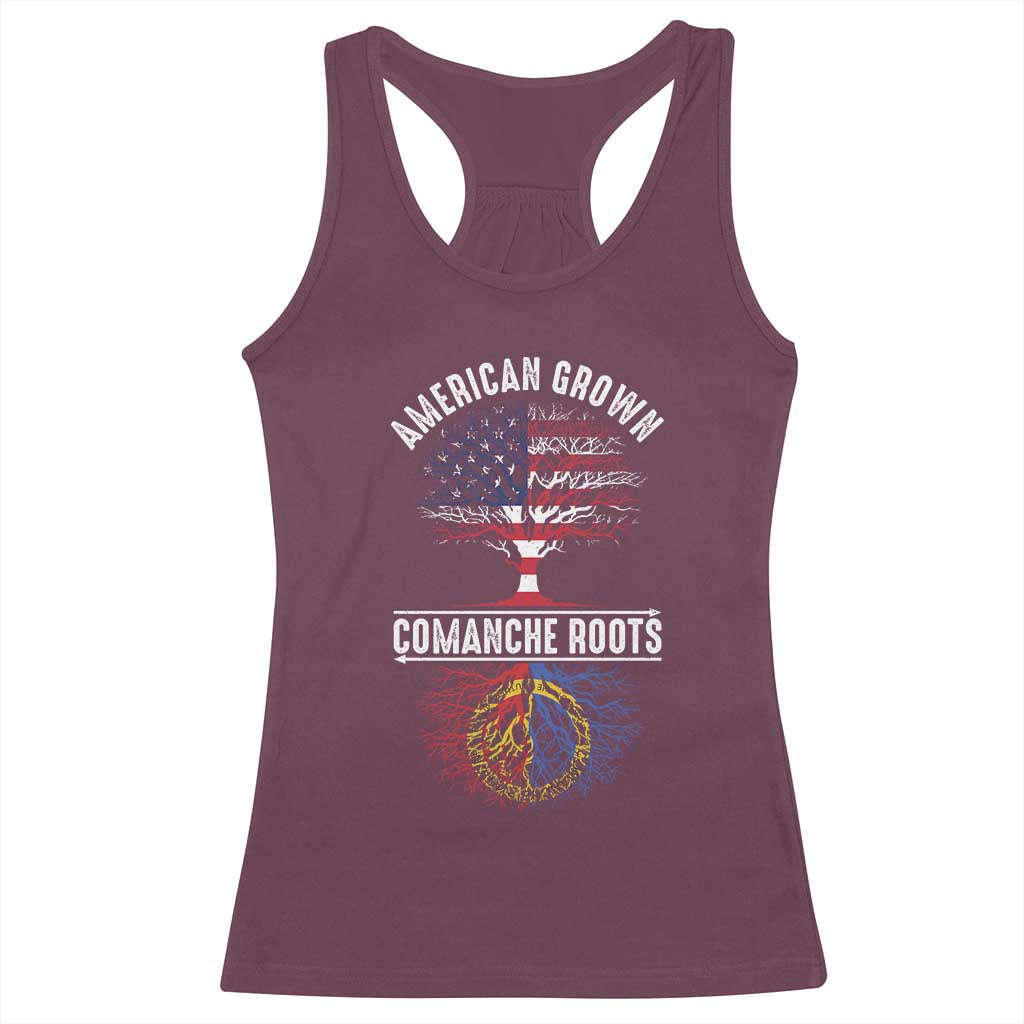 Distressed Tree Racerback Tank Top American Grown with Comanche Roots TS14 Maroon Print Your Wear