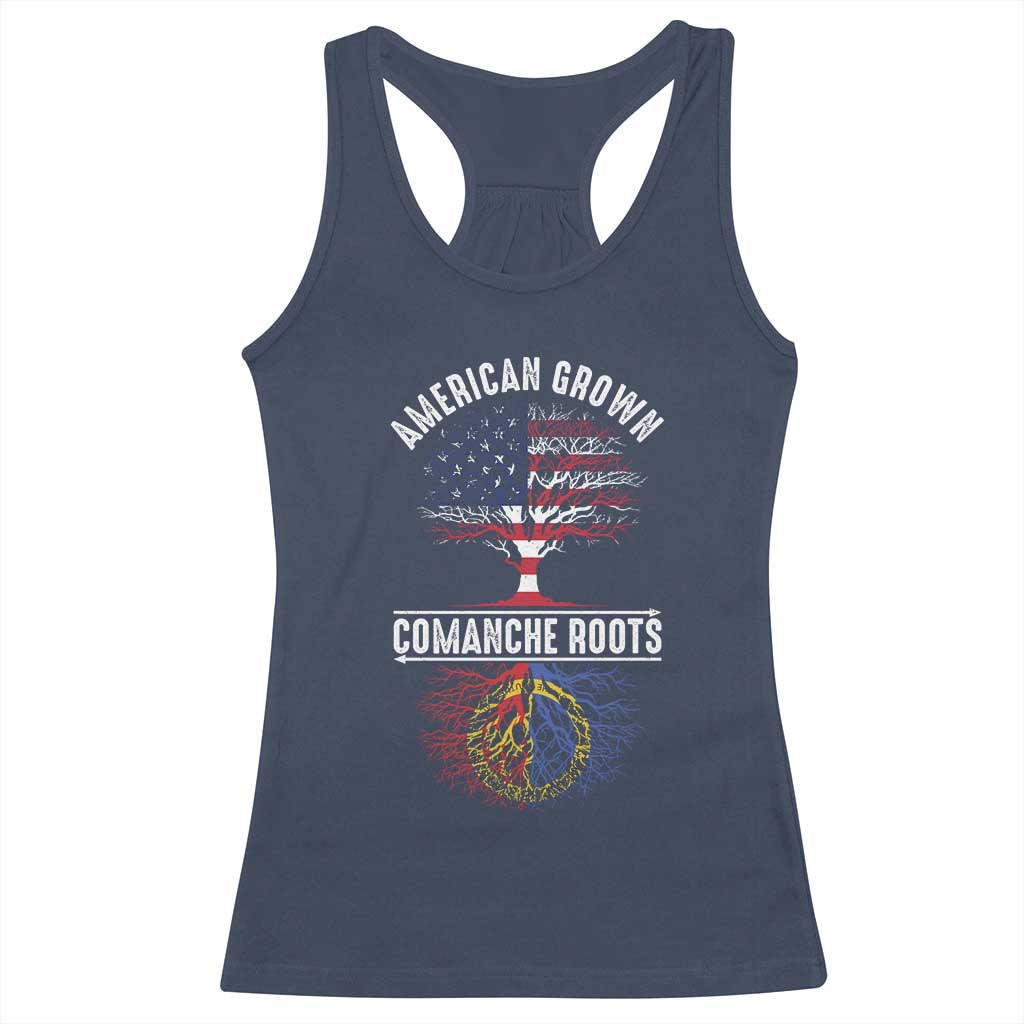 Distressed Tree Racerback Tank Top American Grown with Comanche Roots TS14 Navy Print Your Wear
