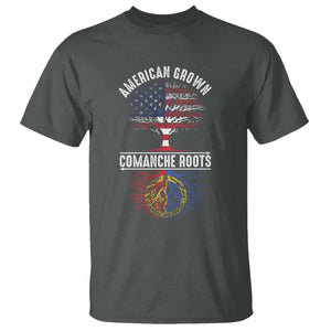 Distressed Tree T Shirt American Grown with Comanche Roots TS14 Dark Heather Print Your Wear