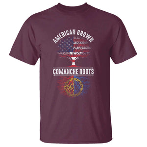 Distressed Tree T Shirt American Grown with Comanche Roots TS14 Maroon Print Your Wear