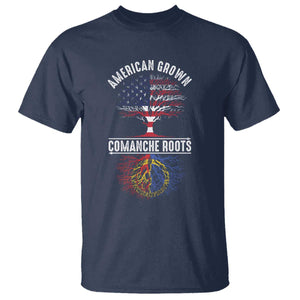 Distressed Tree T Shirt American Grown with Comanche Roots TS14 Navy Print Your Wear
