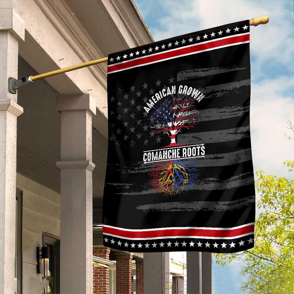 Distressed Tree Garden Flag American Grown with Comanche Roots TS14 Distressed Black Red Print Your Wear