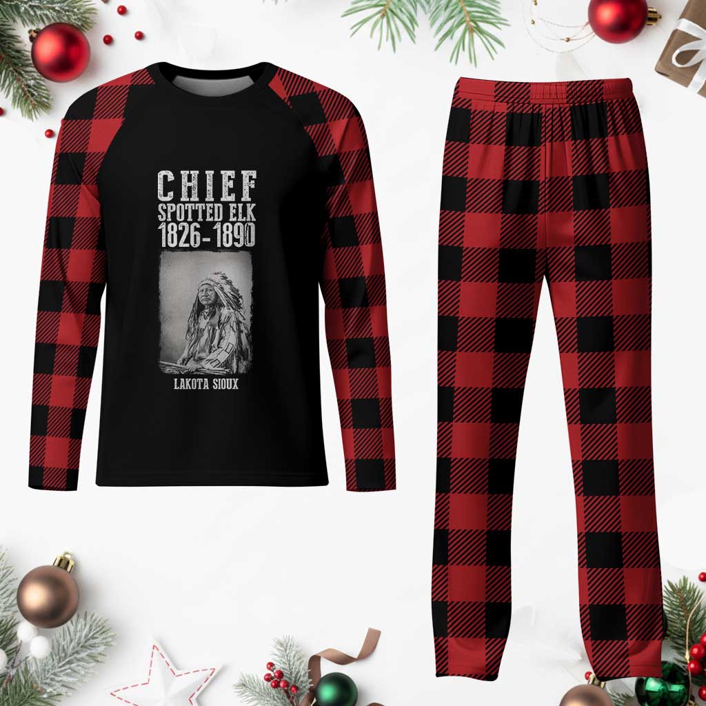 Native American Indian Chief Plaid Pajama Set Lakota Sioux Chief Spotted Elk TS14 Buffalo Plaid Print Your Wear