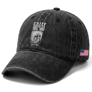 Native American Indian Chief Washed Cotton Baseball Cap Lakota Sioux Chief Spotted Elk TS14 Print Your Wear