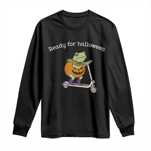 Ready For Halloween Frog Long Sleeve Shirt Funny Frog Scooter Pumpkin Costume Gift TS14 Black Print Your Wear