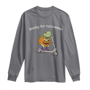 Ready For Halloween Frog Long Sleeve Shirt Funny Frog Scooter Pumpkin Costume Gift TS14 Charcoal Print Your Wear