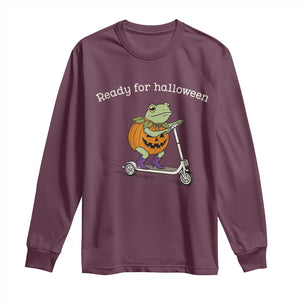 Ready For Halloween Frog Long Sleeve Shirt Funny Frog Scooter Pumpkin Costume Gift TS14 Maroon Print Your Wear