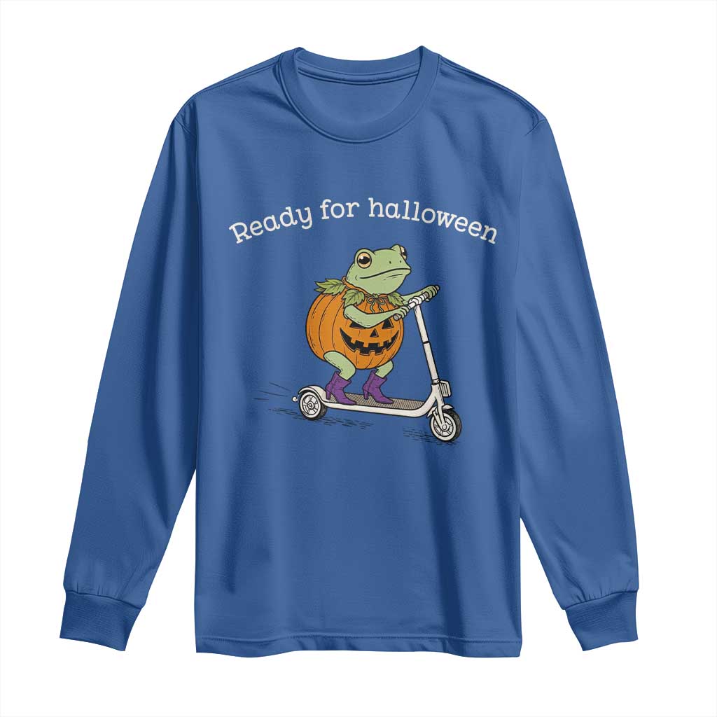Ready For Halloween Frog Long Sleeve Shirt Funny Frog Scooter Pumpkin Costume Gift TS14 Royal Blue Print Your Wear