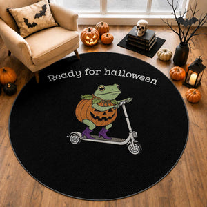 Ready For Halloween Frog Round Rug Funny Frog Scooter Pumpkin Costume Gift