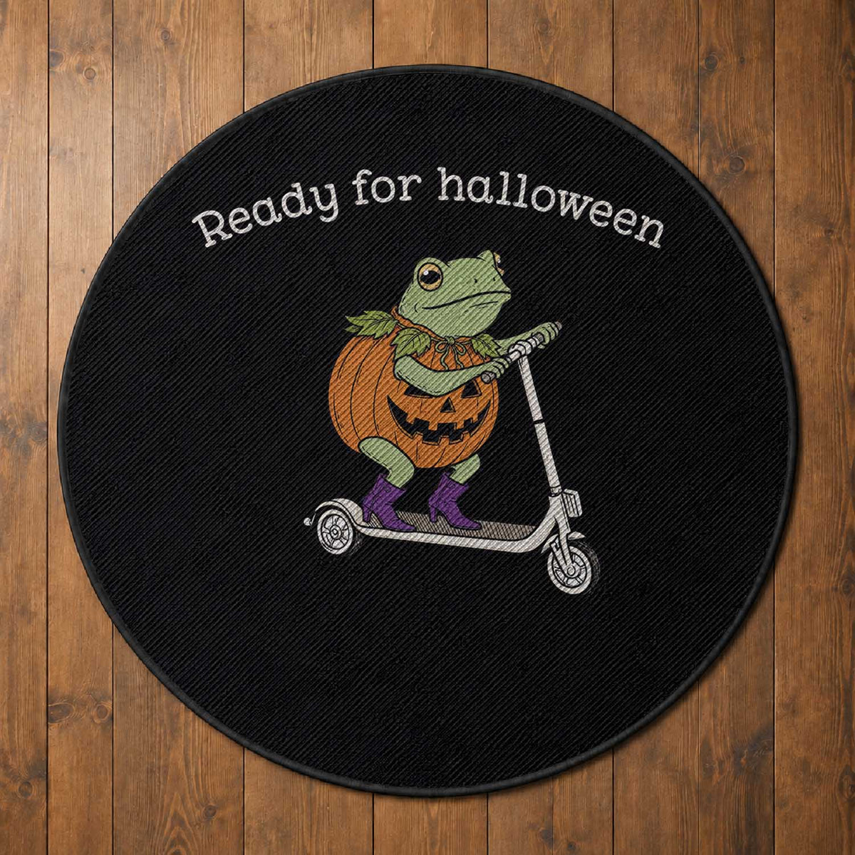 Ready For Halloween Frog Round Rug Funny Frog Scooter Pumpkin Costume Gift