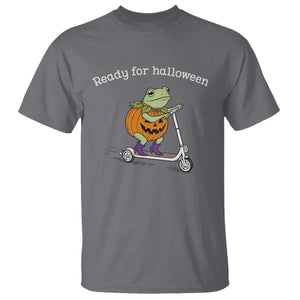 Ready For Halloween Frog T Shirt Funny Frog Scooter Pumpkin Costume Gift TS14 Charcoal Print Your Wear
