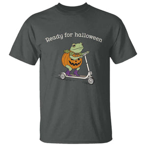 Ready For Halloween Frog T Shirt Funny Frog Scooter Pumpkin Costume Gift TS14 Dark Heather Print Your Wear