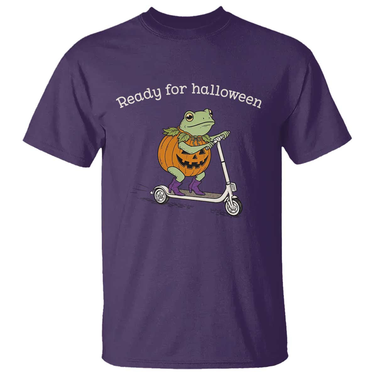 Ready For Halloween Frog T Shirt Funny Frog Scooter Pumpkin Costume Gift TS14 Purple Print Your Wear