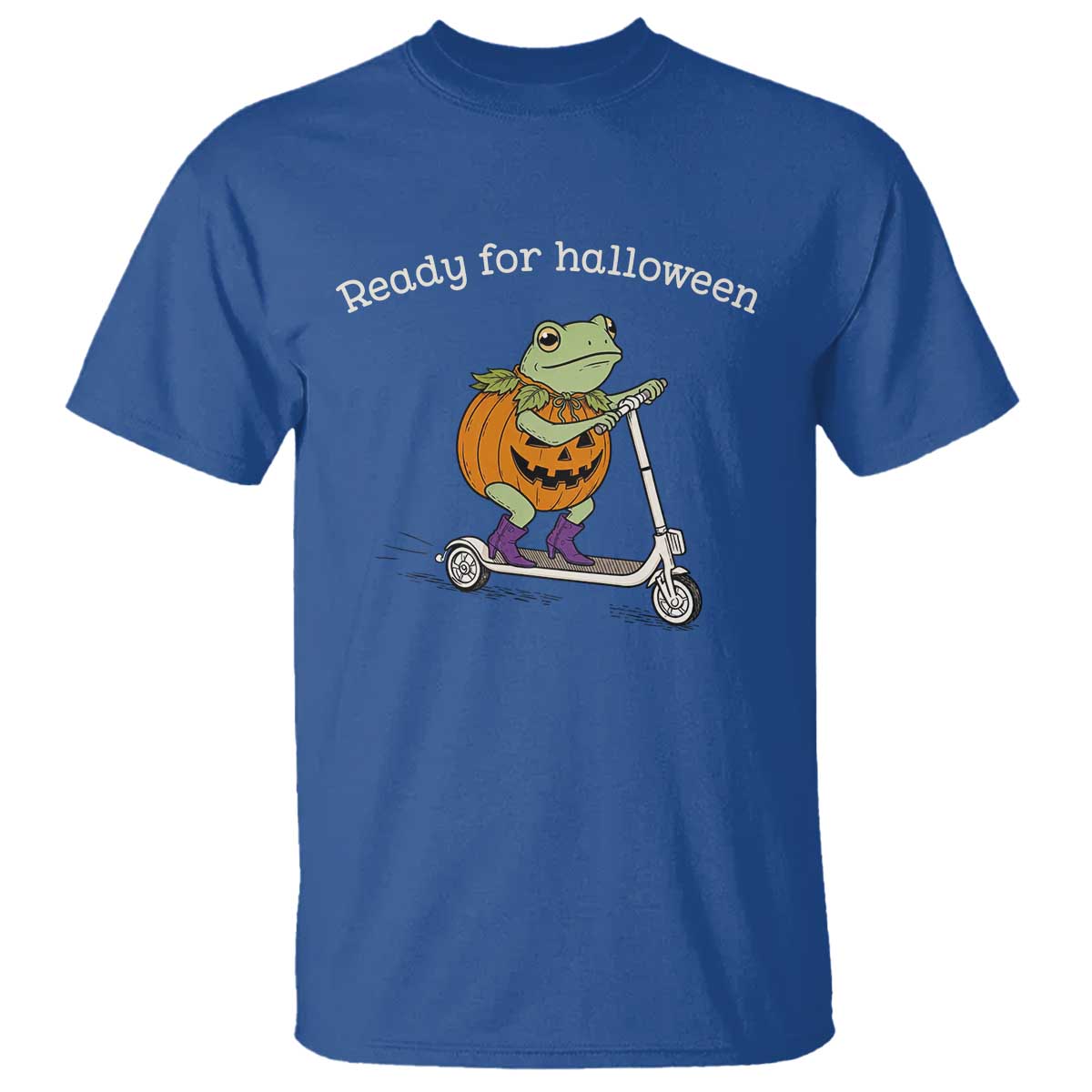 Ready For Halloween Frog T Shirt Funny Frog Scooter Pumpkin Costume Gift TS14 Royal Blue Print Your Wear