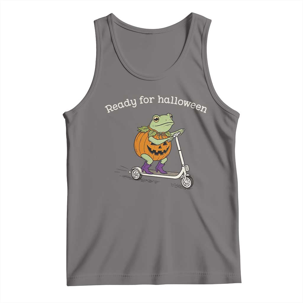 Ready For Halloween Frog Tank Top Funny Frog Scooter Pumpkin Costume Gift TS14 Deep Heather Print Your Wear