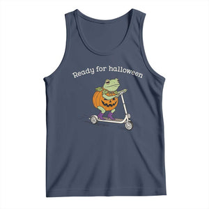 Ready For Halloween Frog Tank Top Funny Frog Scooter Pumpkin Costume Gift TS14 Navy Print Your Wear
