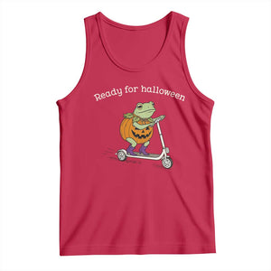 Ready For Halloween Frog Tank Top Funny Frog Scooter Pumpkin Costume Gift TS14 Red Print Your Wear