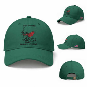 I Will Succeed Because I Am Insane Baseball Cap Funny Frog Sarcastic Humor TS14 Baseball Cap Universal Fit Irish Green Print Your Wear