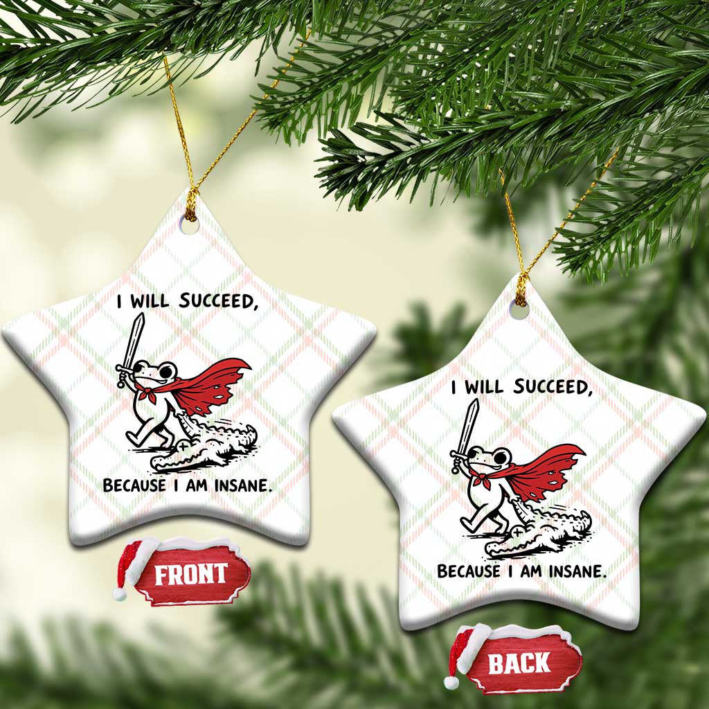 I Will Succeed Because I Am Insane Ceramic Ornament Funny Frog Sarcastic Humor TS14 Print Your Wear