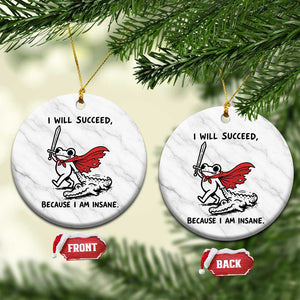 I Will Succeed Because I Am Insane Ceramic Ornament Funny Frog Sarcastic Humor TS14 1pc White Marble Print Your Wear