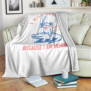I Will Succeed Because I Am Insane Throw Blanket Funny Frog Riding Crocodile Sarcastic Humor TS14 Print Your Wear