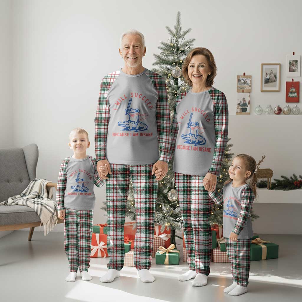 I Will Succeed Because I Am Insane Plaid Pajama Set Funny Frog Riding Crocodile Sarcastic Humor TS14 Christmas Plaid Print Your Wear