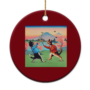 Funny Kendo Cat Ceramic Ornament Samurai Martial Arts TS14 1pc Red Print Your Wear