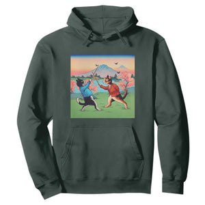 Funny Kendo Cat Hoodie Samurai Martial Arts TS14 Dark Forest Green Print Your Wear