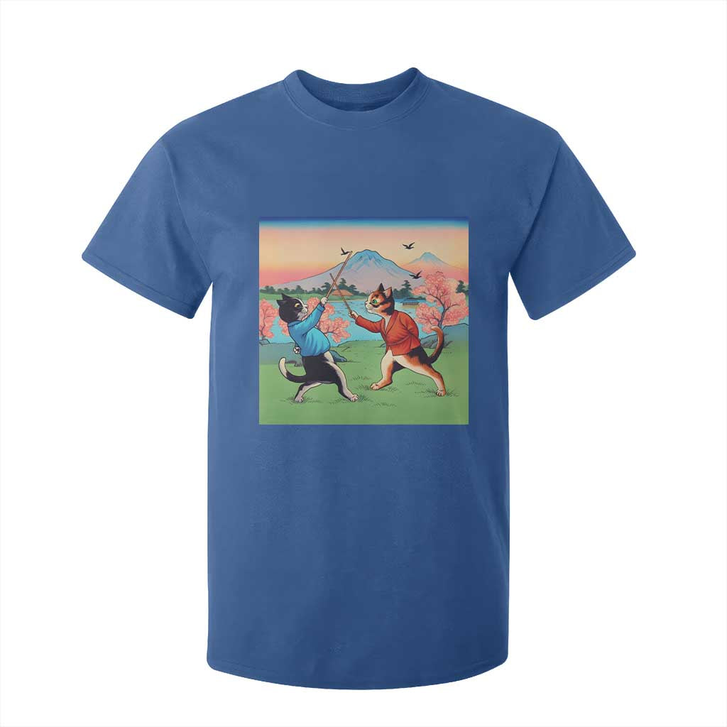 Funny Kendo Cat T Shirt For Kid Samurai Martial Arts TS14 Royal Blue Print Your Wear