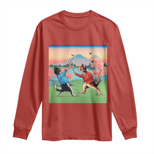 Funny Kendo Cat Long Sleeve Shirt Samurai Martial Arts TS14 Red Print Your Wear