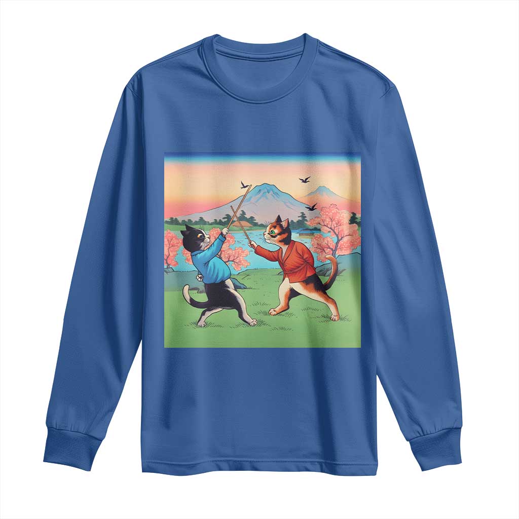 Funny Kendo Cat Long Sleeve Shirt Samurai Martial Arts TS14 Royal Blue Print Your Wear