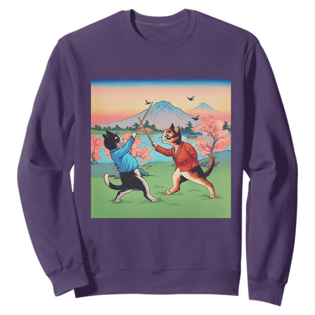 Funny Kendo Cat Sweatshirt Samurai Martial Arts TS14 Purple Print Your Wear