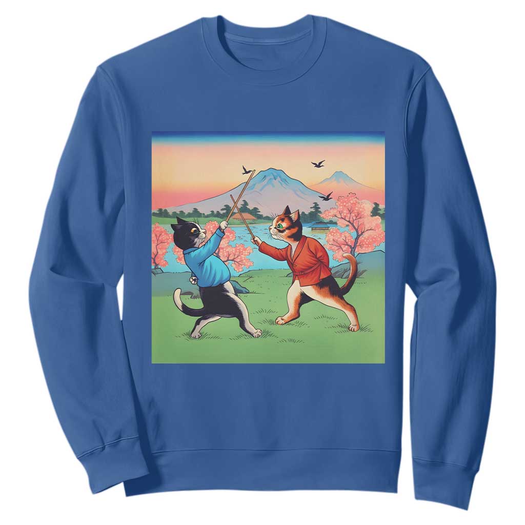 Funny Kendo Cat Sweatshirt Samurai Martial Arts TS14 Royal Blue Print Your Wear