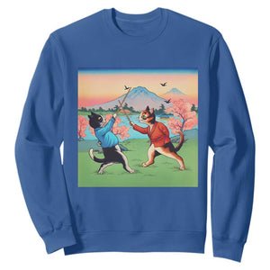 Funny Kendo Cat Sweatshirt Samurai Martial Arts TS14 Royal Blue Print Your Wear