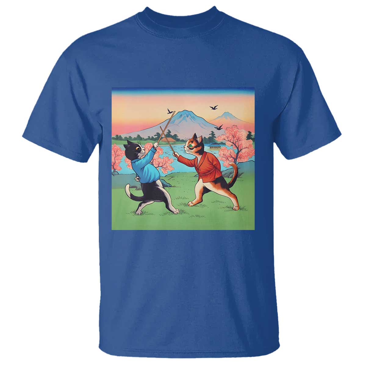 Funny Kendo Cat T Shirt Samurai Martial Arts TS14 Royal Blue Print Your Wear