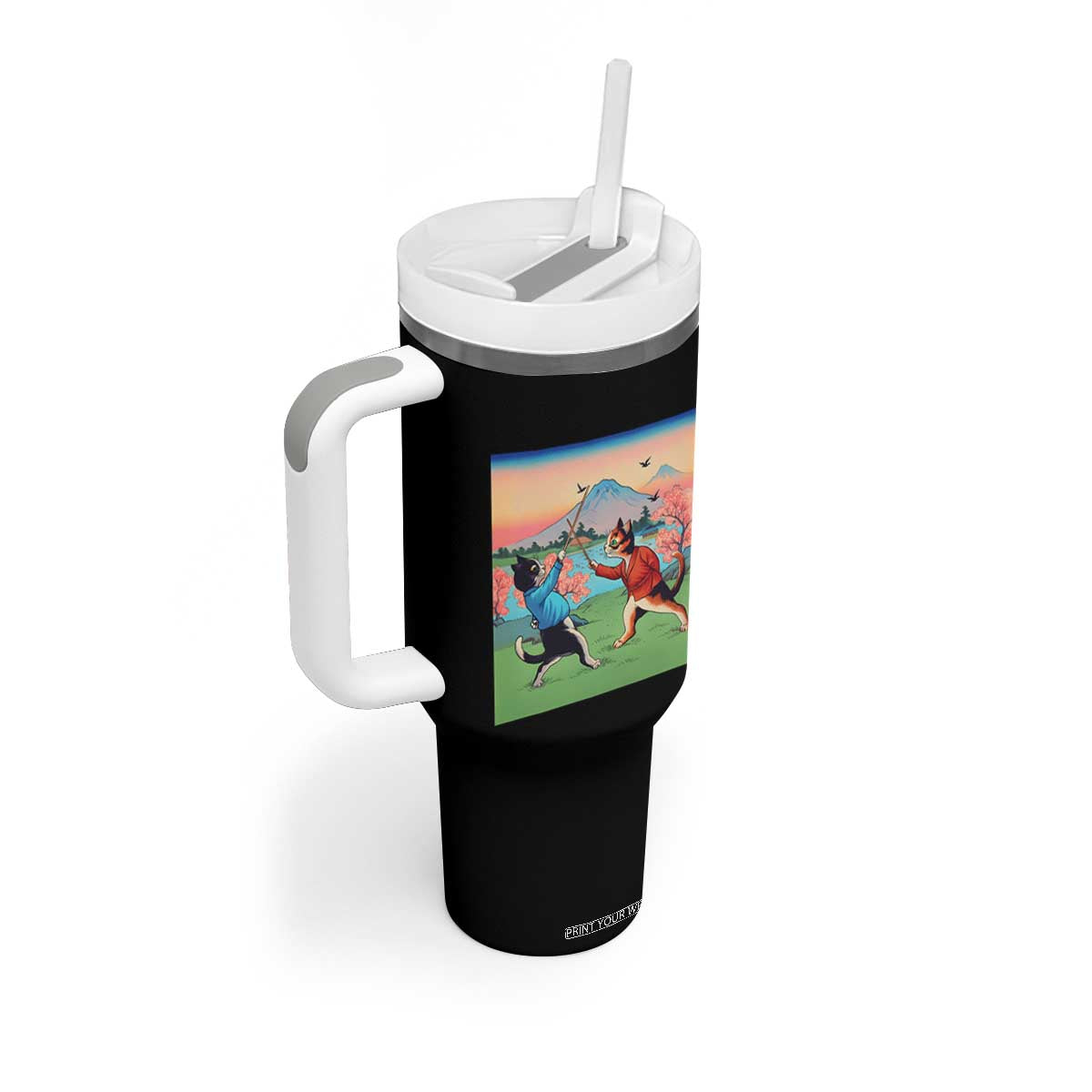 Funny Kendo Cat Tumbler With Handle Samurai Martial Arts TS14 Print Your Wear