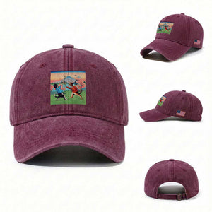 Funny Kendo Cat Washed Cotton Baseball Cap Samurai Martial Arts TS14 Washed Cap Universal Fit Burgundy Print Your Wear